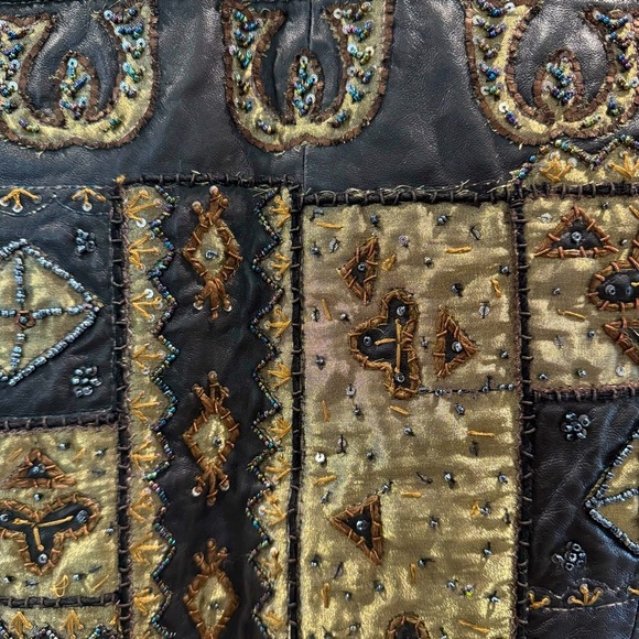 Chico’s Beaded and Embroidered Patchwork Leather Jacket - Picture 10 of 16